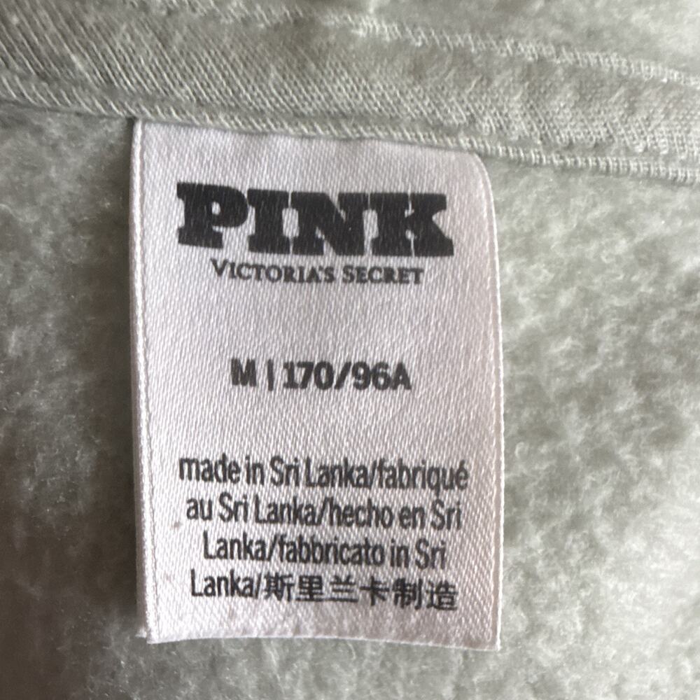 PINK Victoria's Secret Logo Full Zip Fleece Hoodie Green Women's M - Picture 3 of 3